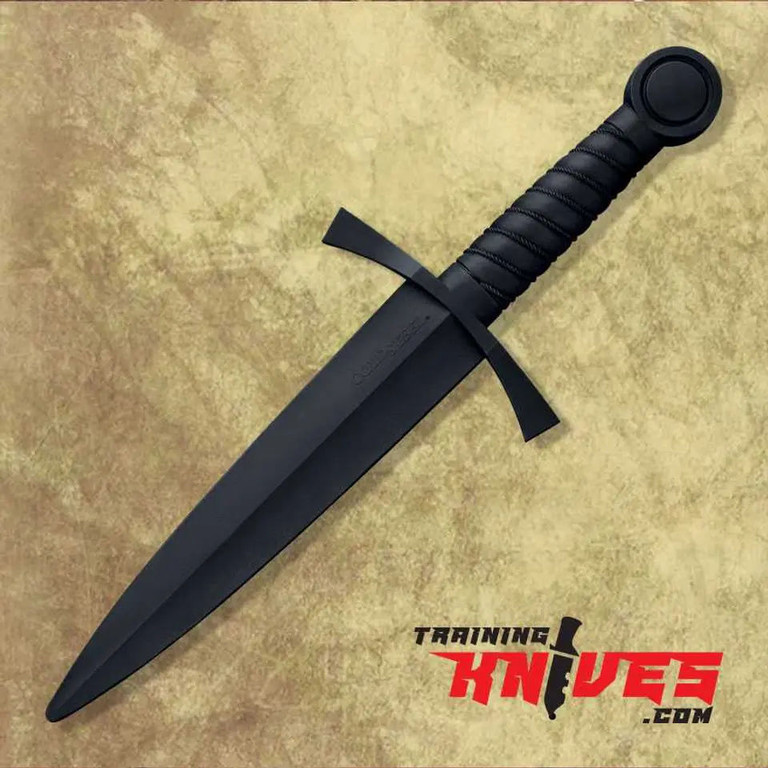 Cold Steel Santoprene Black Medieval Dagger Trainer shown with black Santoprene training blade and matching handle
