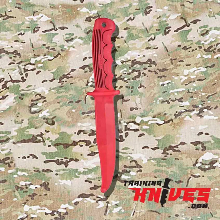Fab Defense TKN Red Rubber Commando Training Knife flexible red rubber training knife shown in side profile