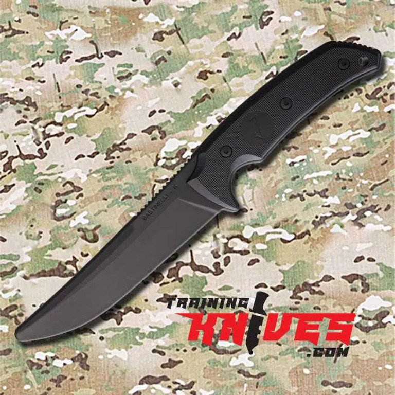Bastinelli Creations PY Polymer Black Military Trainer BAS207T shown full length with black polymer trainer blade and handle visible