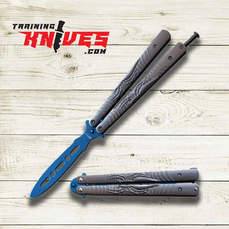 MTechUSA Spider Grey Tinite spring loaded butterfly trainer open with closed trainer underneath