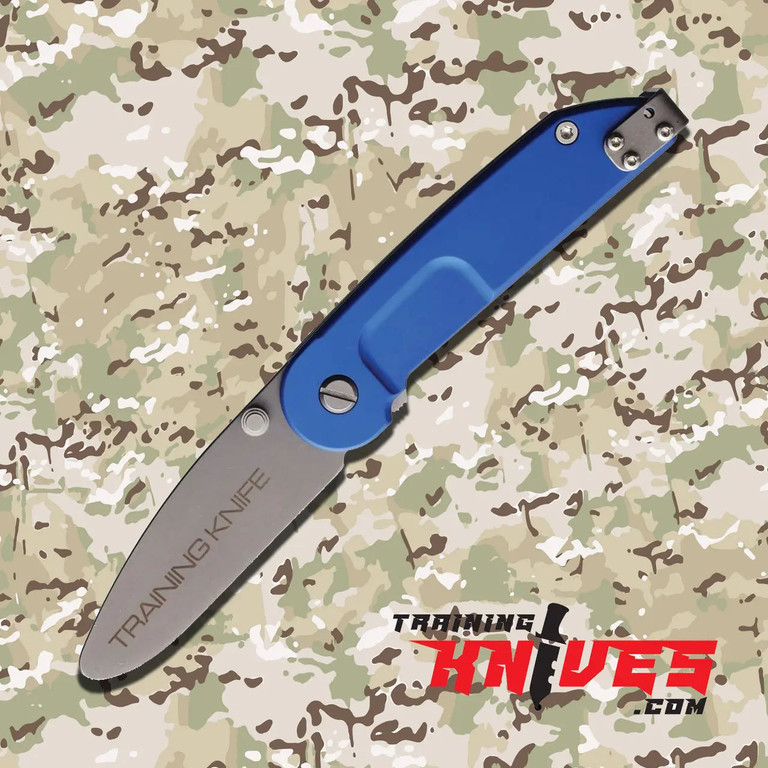 Hero View of the Ratio TK BF1 Blue Aluminum Folding Military Training Knife SKU: EX0143TKF