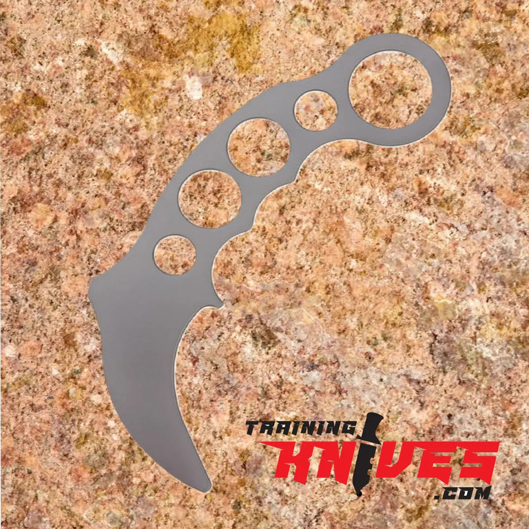Hero – High Desert Blade Works Tarani AR15 Grey D2 Training Karambit with dulled blade and integrated finger ring