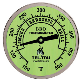 Tel-Tru BQ300 Glow Dial BBQ Grill Thermometer - 2.5" Stem