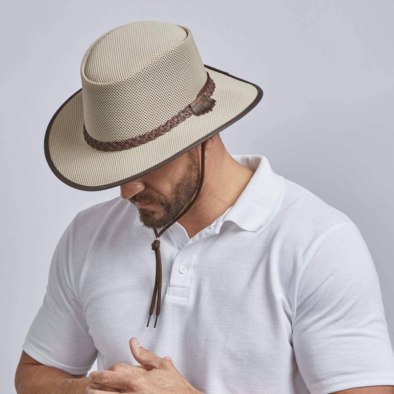 American Hat Makers Soaker - Mens Breathable Wide Brim Sun Hat | Eggshell / LG