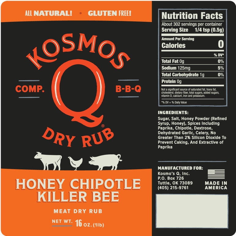 Kosmo's Q Killer Bee Honey Chipotle Rub - 12.6 oz