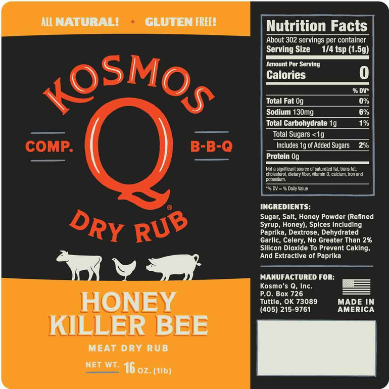 Kosmo's Q Killer Bee Honey Rub - 13.2 oz