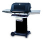MHP WNK4DD Propane Gas Grill With Stainless Steel Shelves And SearMagic Grids On Black Cart