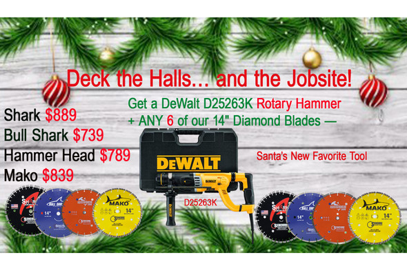 Deck The Halls - DeWalt D25263K + any 6 of our 14" Diamond Blades