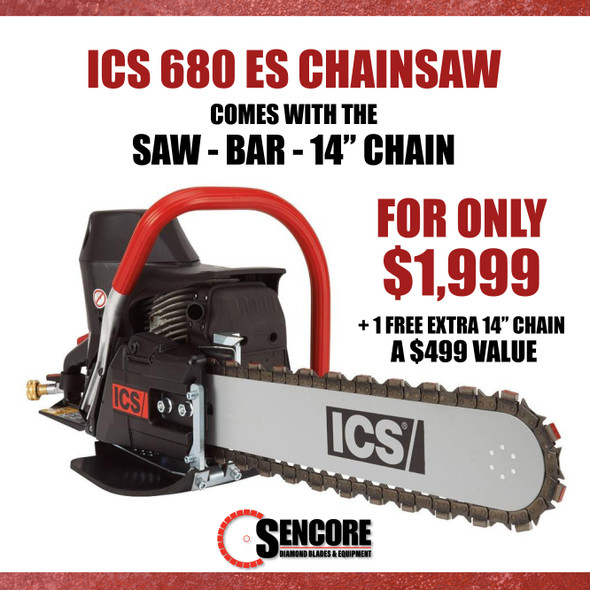 ICS 680ES Chainsaw Package with free extra 14" chain