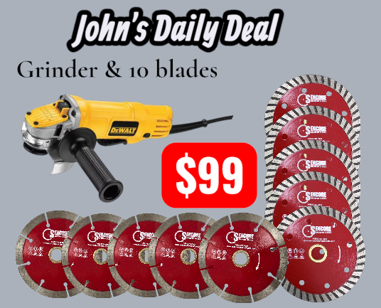 John's Daily Deal - 2/10/26 (ends at Midnight) Grinder & 10 (4.5in) Blades for $99