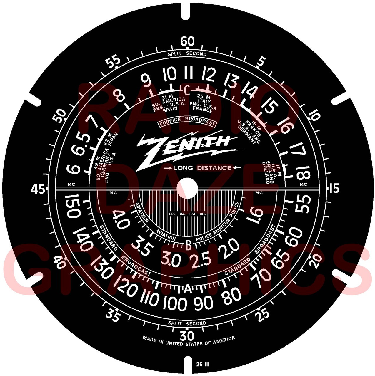 Zenith 6S27,6S52 (version 55 on right) Dial (Item: DS-A250