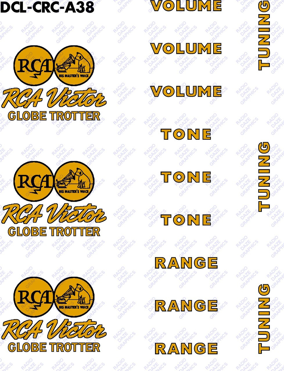 Canadian RCA A-38 Decal Set (Item: DCL-CRC-A38)