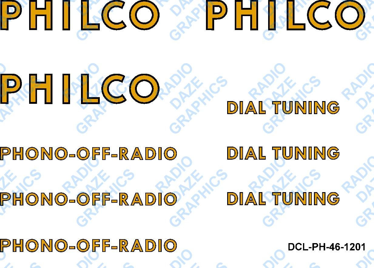 Philco 46-1201 Decal Set (Item: DCL-PH-46-1201)