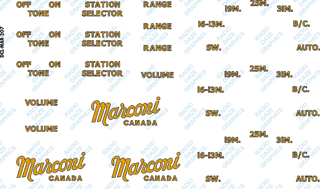 Canadian Marconi Model 207 Decal Set (Item: DCL-MAR-207)