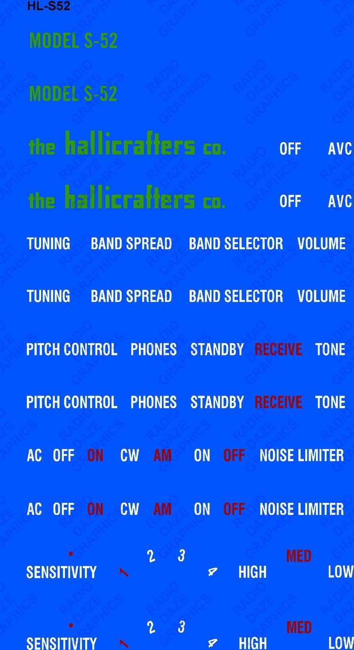 Hallicrafters S-52 Decal Set (Item: DCL-HL-S52)