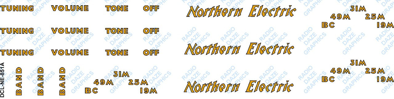 Northern Electric 851A Decal Set (Item: DCL-NE-851A)