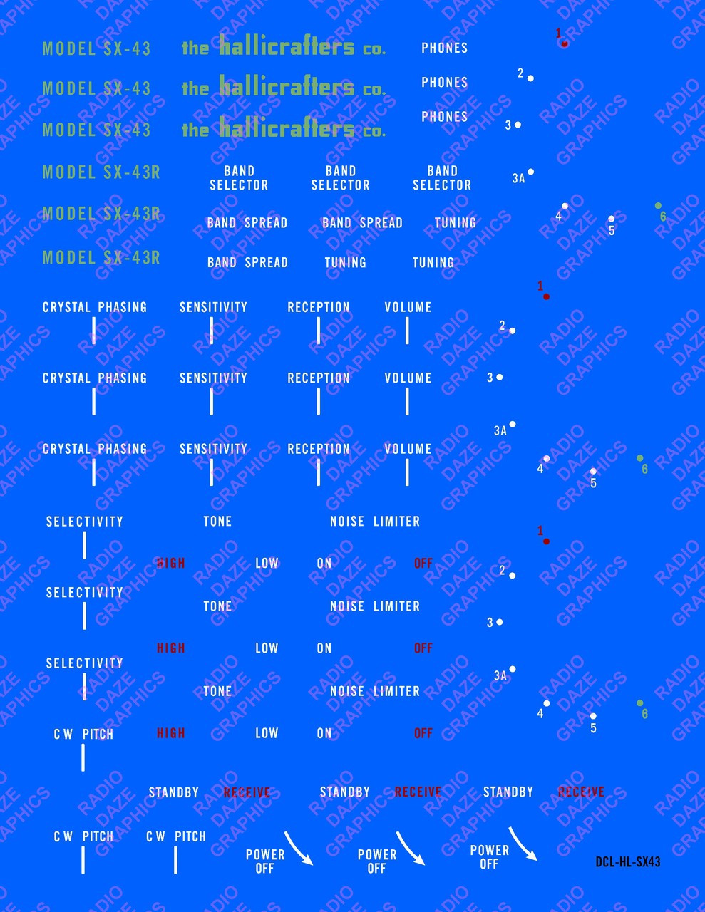 Hallicrafters SX-43 Decal Set (DCL-HL-SX43)