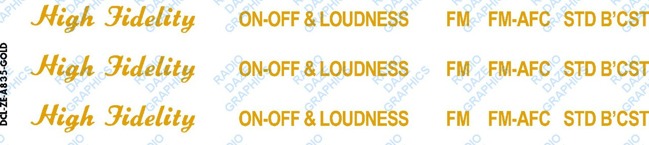 Zenith Model A835 Decal Set-Gold (Item: DCL-ZE-A835-GOLD)