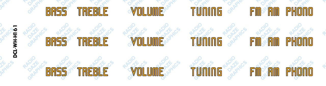 Westinghouse H161 Decal Set (Item: DCL-WH-H161)