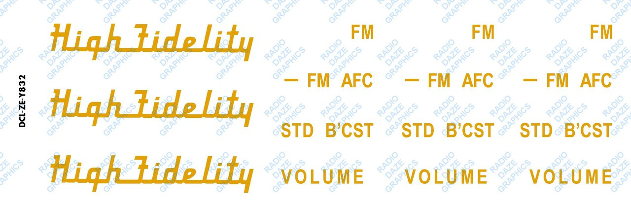 Zenith Model Y832 Decal Set (Item: DCL-ZE-Y832)