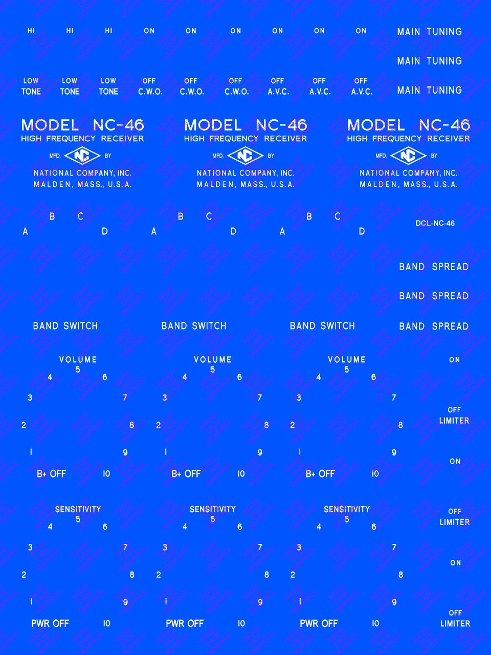 Decal illustration with blue background to show white lettering