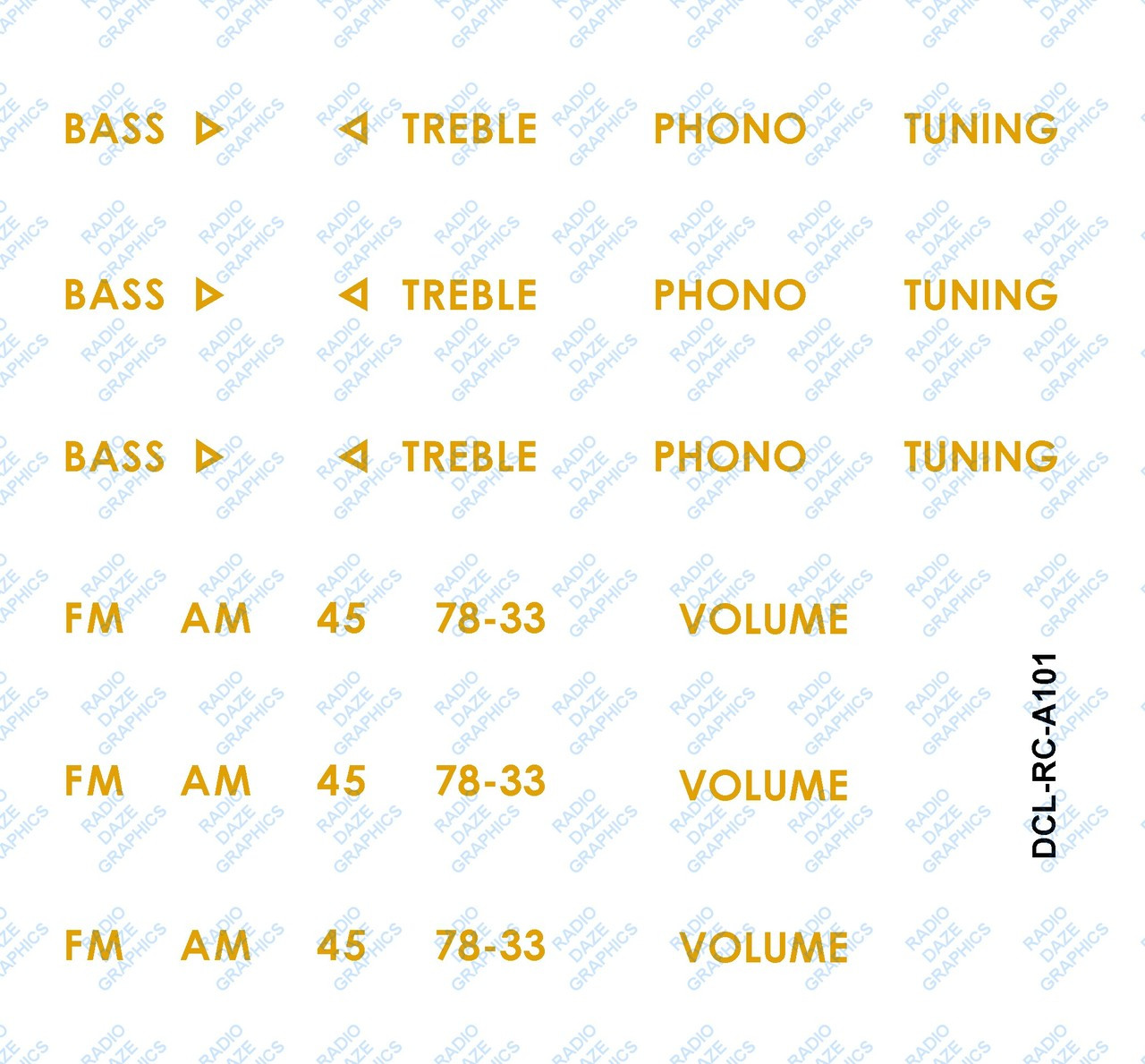 RCA Model A-101 Decal Set (Item: DCL-RC-A101)