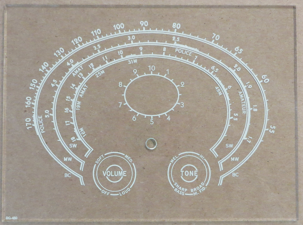 Dial image taken against a tan/brown background to illustrate scale print. Dial glass is clear other than dial scale print.