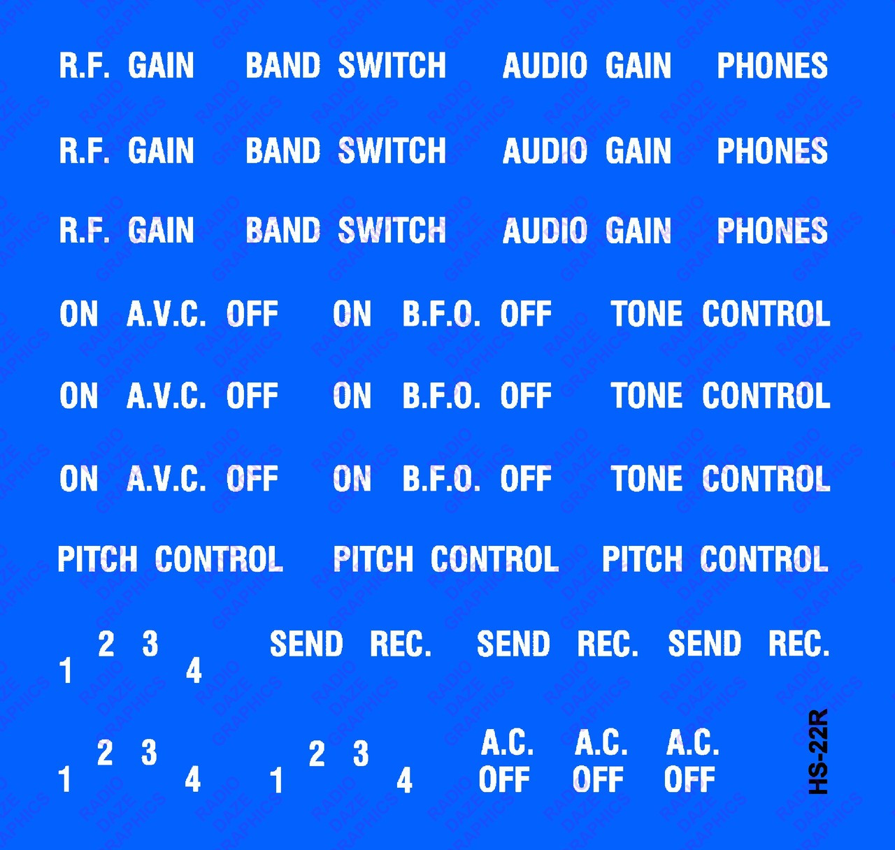 Dial illustration shown against blue background to illustrate white lettering. Decal is clear other than lettering when applied.