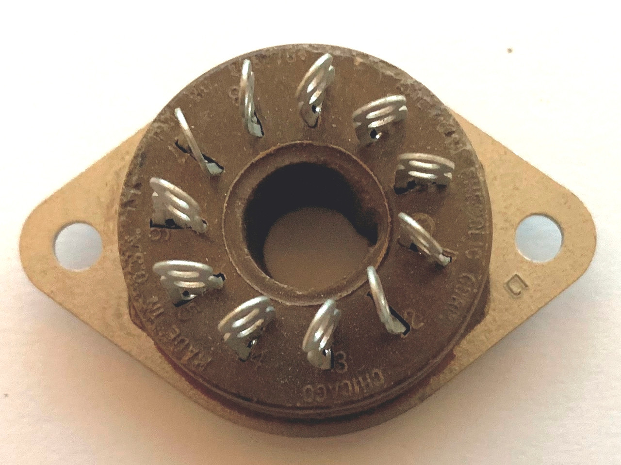 11 Pin Amphenol Molded-In-Plate Style Socket - Brown (Item: SKT-11-P3)