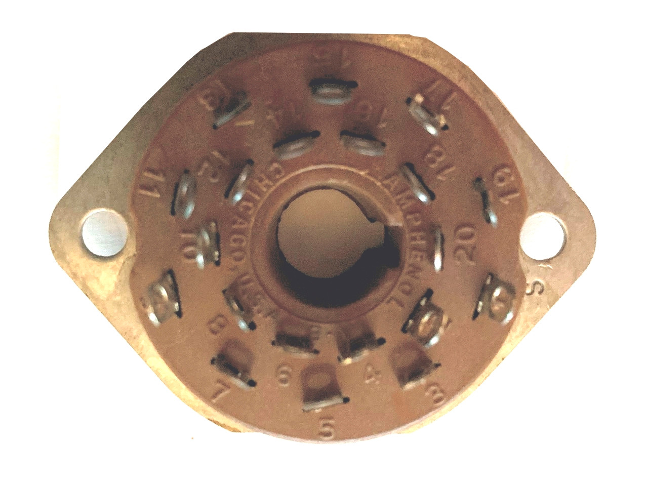 Amphenol 77MIP20 20 Pin Molded-In-Plate Relay Socket (Item: NOS-SKT-75)