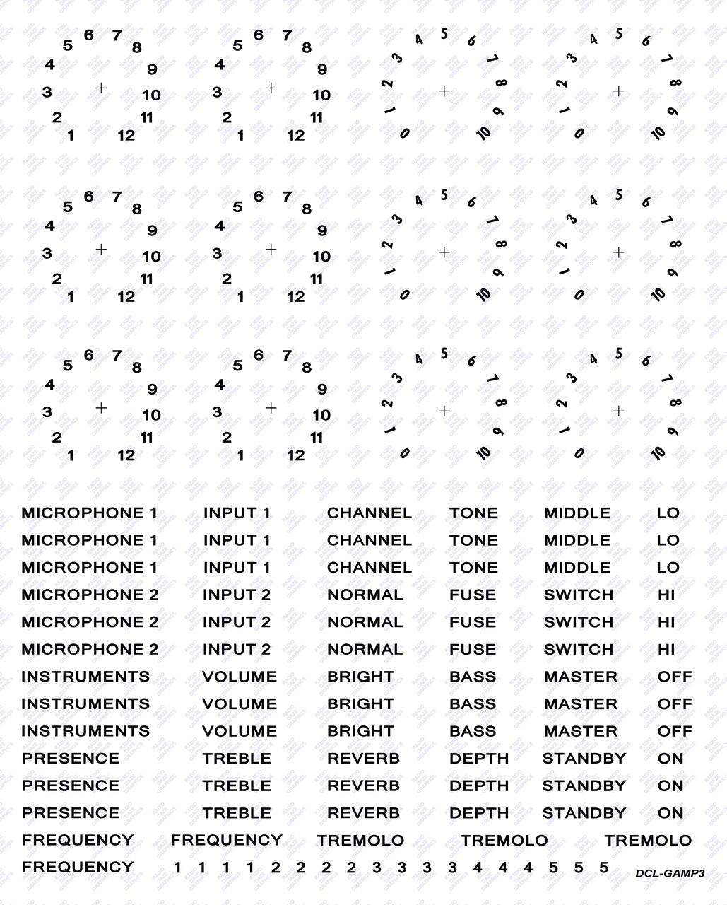 Generic Guitar Amp Black Decal Set (DCL-GAMP3)