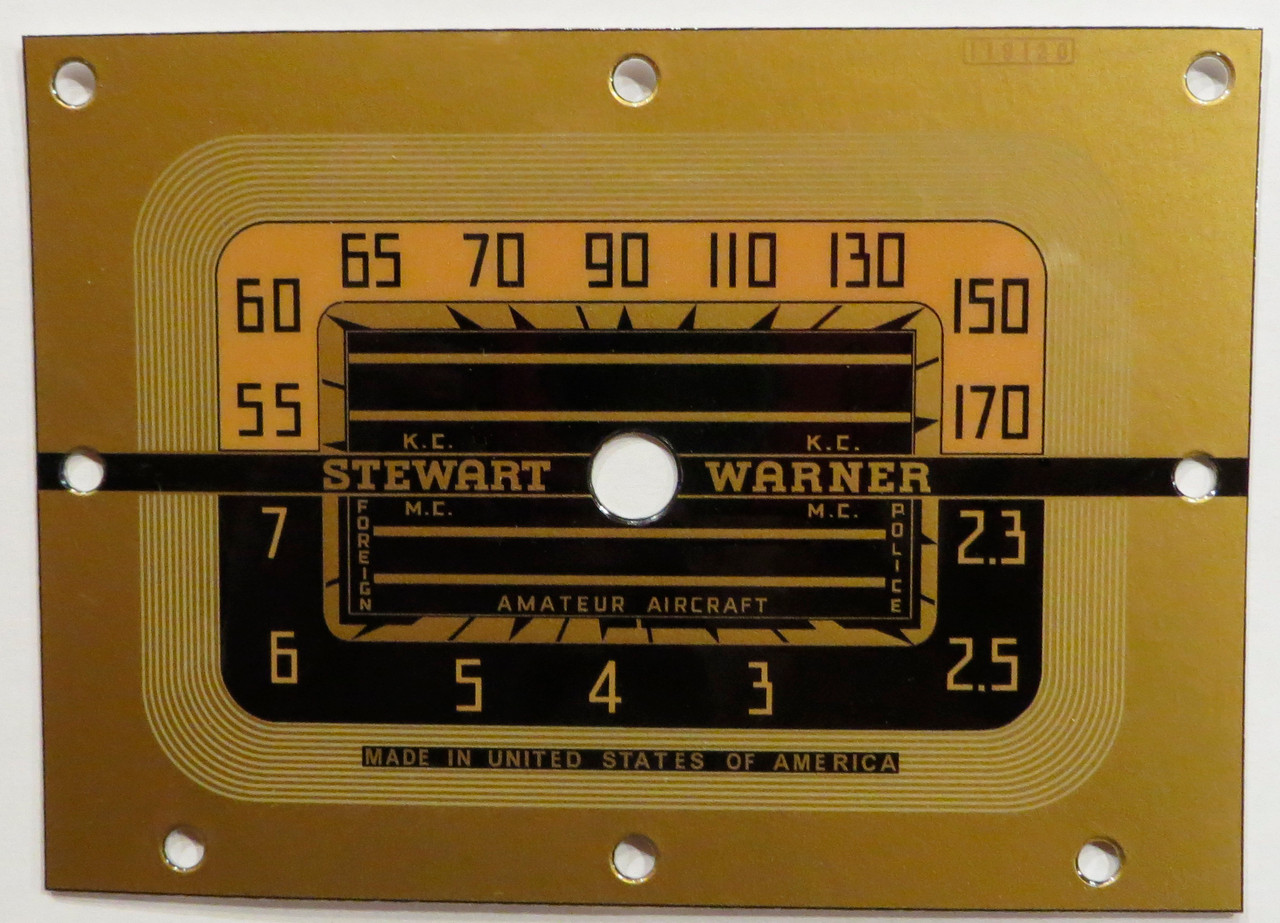 Stewart Warner Models 03-6J1, 03-6L7 Dial (Item: DS-A841)