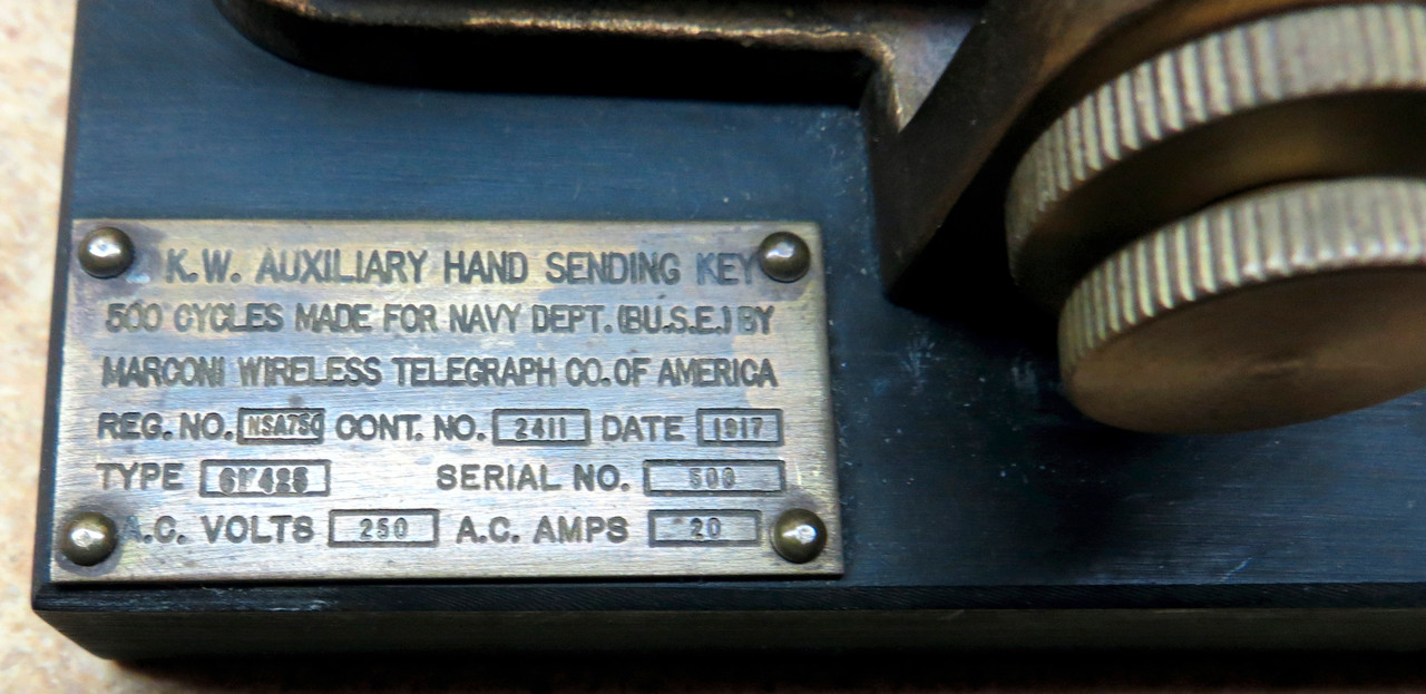 Marconi Model CM425 Spark Wireless Telegraph Key (Reproduction