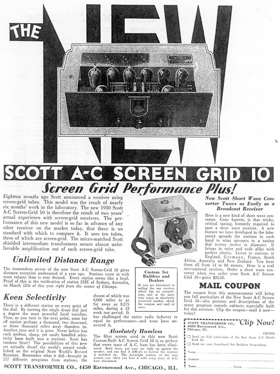 E.H. Scott World's Record Shield Grid AC 10 Radio Chassis