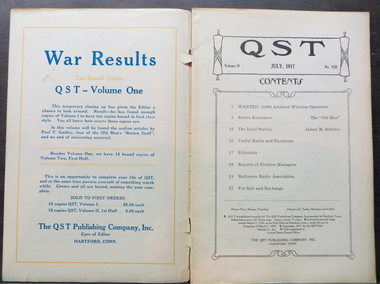 Inside Front Cover & Front Page - July 1917