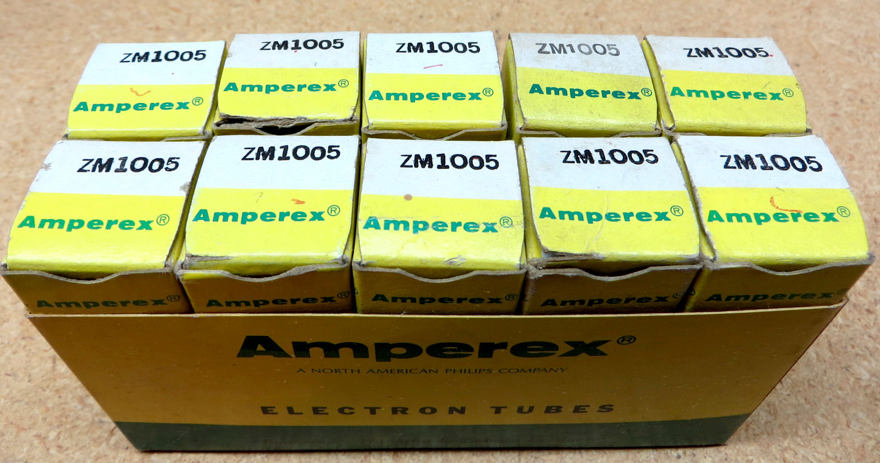 Amperex ZM1005 Nixie Tubes-New Old Stock In Box-Set of 10 (Item: RDW-84)