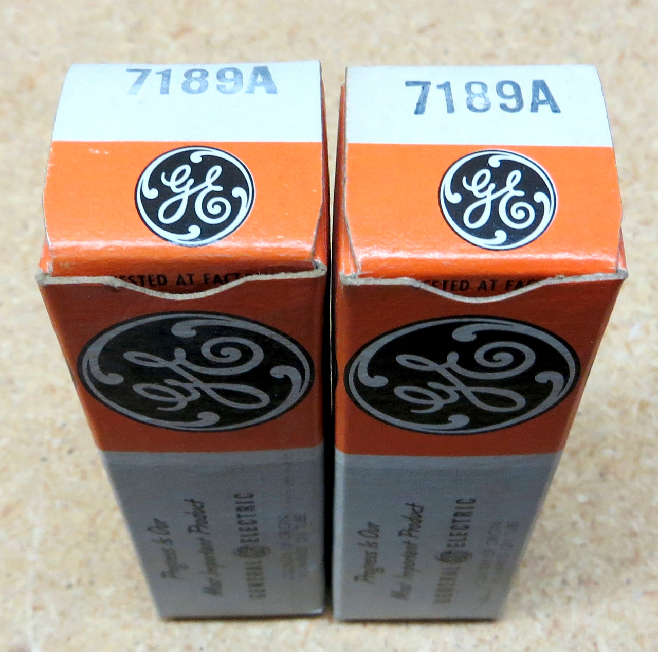 Pair of Very Closely Matched General Electric 7189A Vacuum Tubes - New Old Stock in Box (Item: RDW-102)