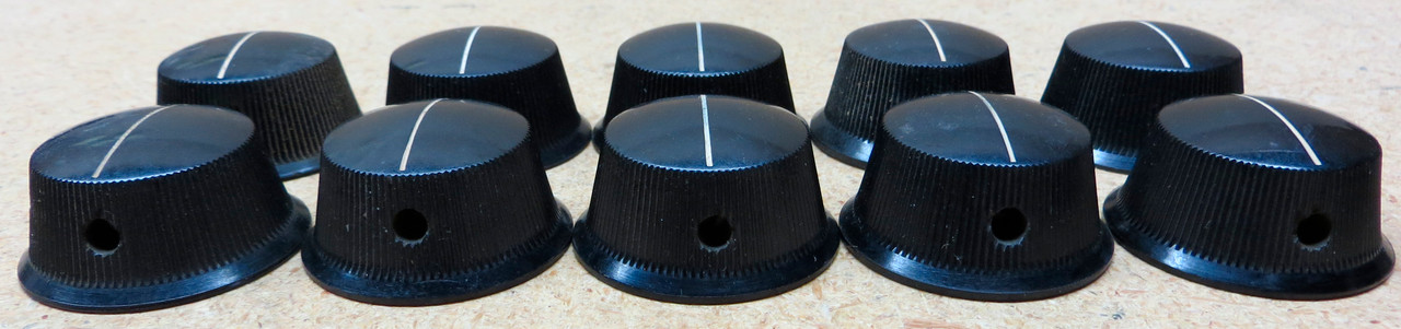 Set of Ten Knurled Bakelite Knobs - 1-1/2" Diameter - Used (Item: RDW-118)