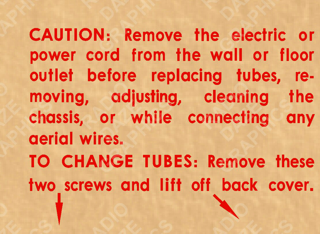 Arvin Model 441-T Caution Label (Item: LBL-ARVIN-441-T-C)