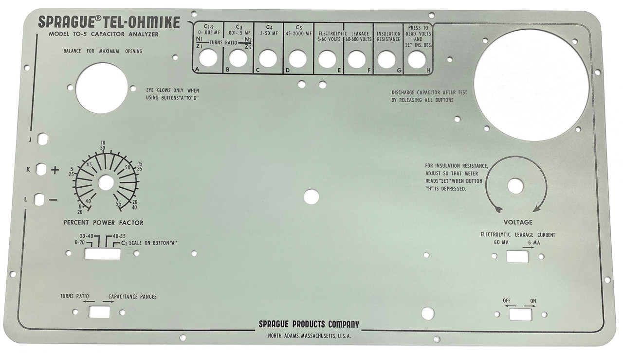 Sprague Model TO-5 TEL-OHMIKE Panel Print(Item: FP-SPRAGUE-TO-5)