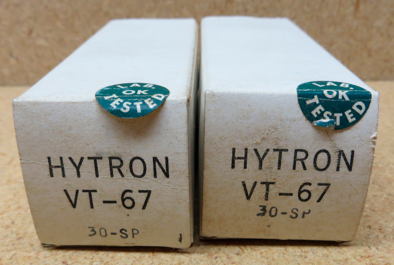 Matched Pair New Old Stock VT-67 (Type 30 Special-30SP) Vacuum Tubes by Hytron (Item: RDW-143)