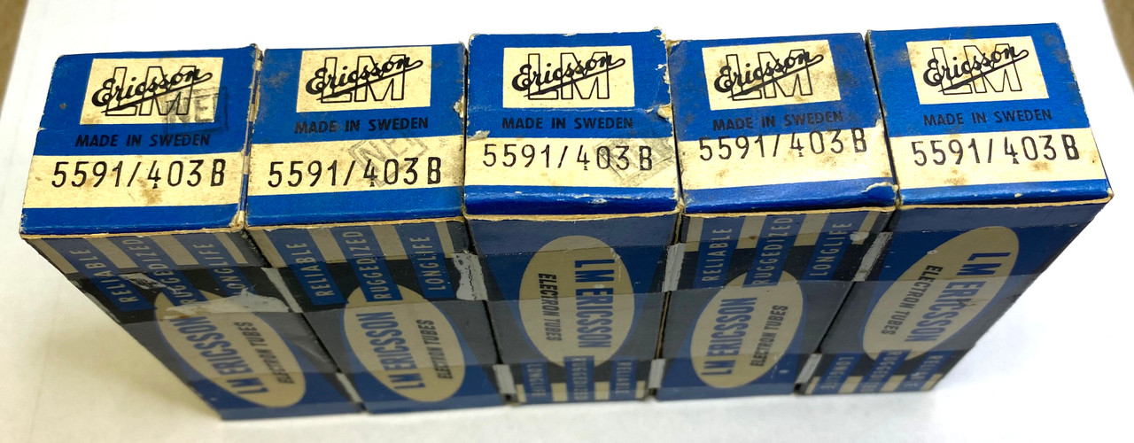 Five New Old Stock LM Ericsson 5591/403B Vacuum Tubes (Item: RDW-213)