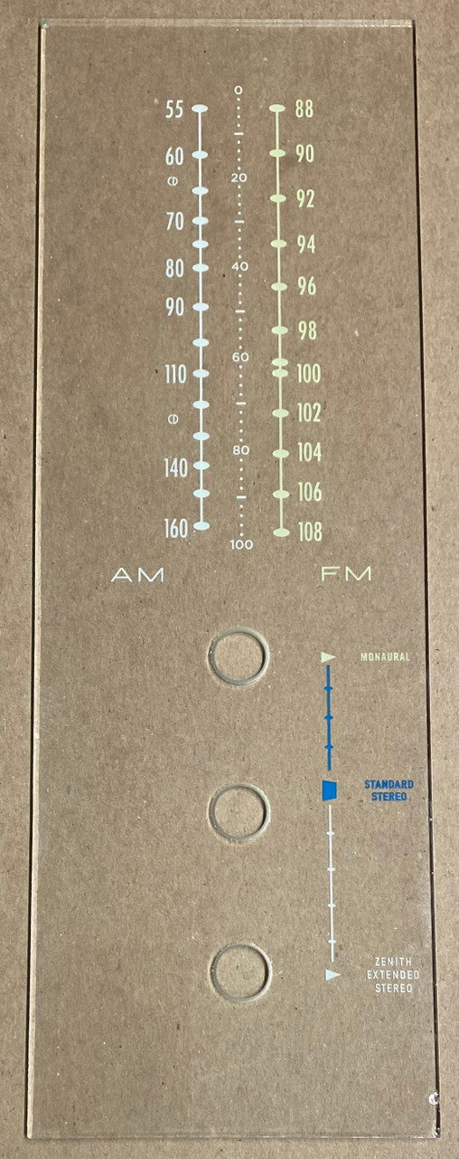 Dial image taken against a tan/brown background to better illustrate dial scale print. Glass is clear other than scale print.