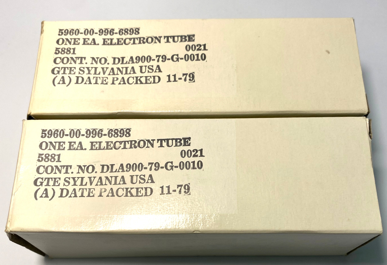 Matched Pair New Old Stock Sylvania 5881 Vacuum Tubes (Item: RDW-505)