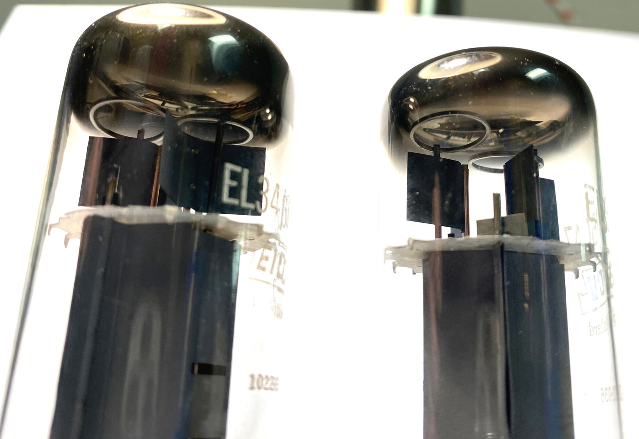 Pair Of XF1-Big Brown Base Mullard 6CA7/EL34 Vacuum Tubes-Used