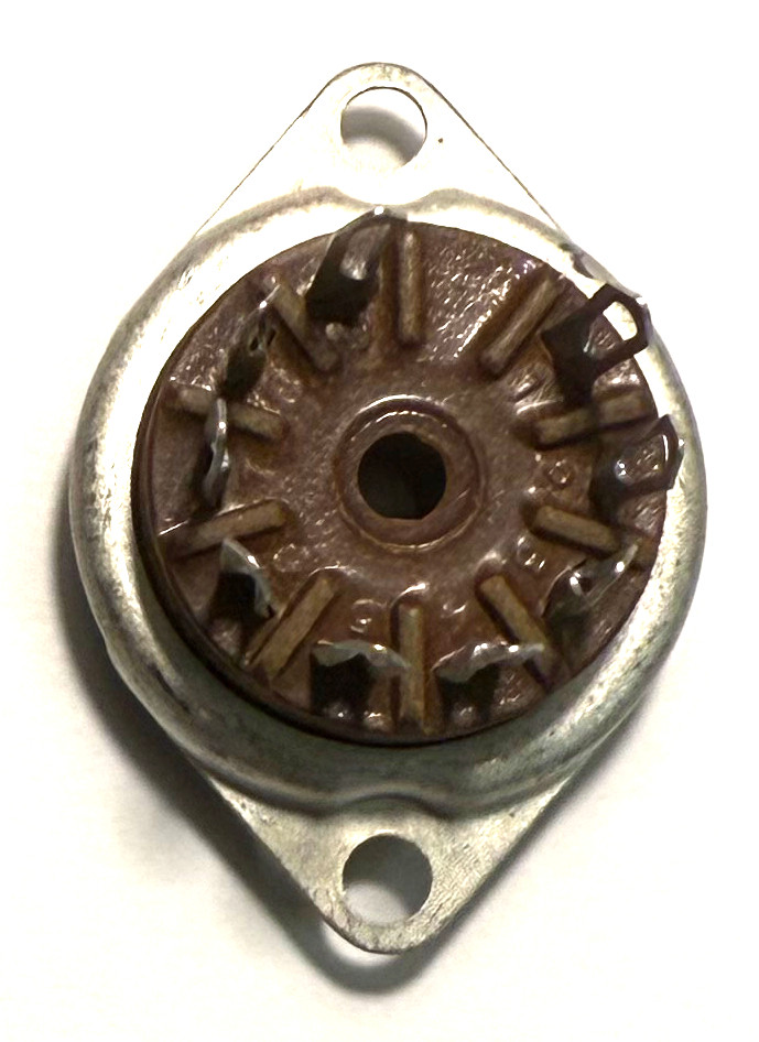 9 Pin Miniature Tube Socket-Mica-Saddle Mount (Item: NOS-SKT-81)