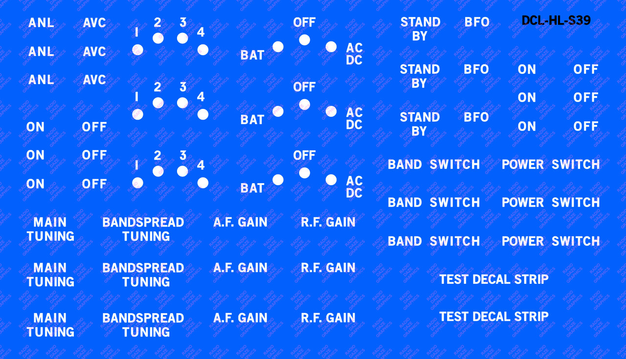 Dial illustration shown against blue background to illustrate white lettering. Decal is clear other than lettering when applied.