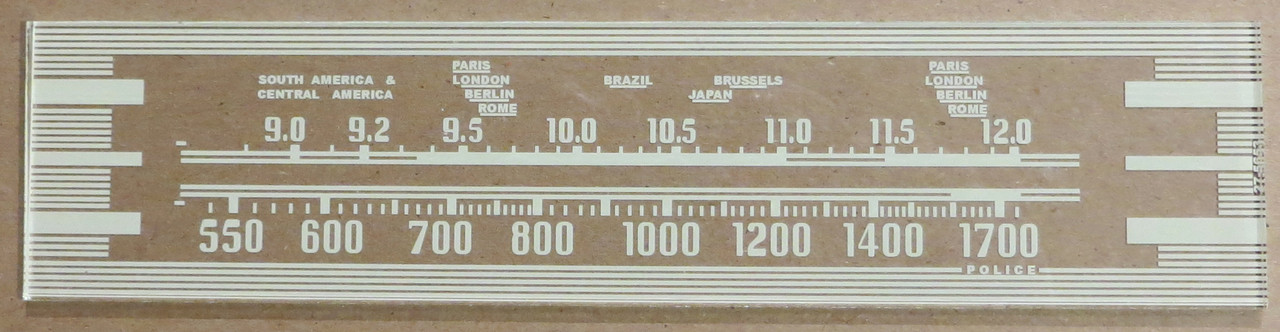 Dial image taken against a tan/brown background to better illustrate the off white dial print. Dial scale is clear glass other than print.