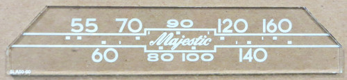 Dial image taken against a tan/brown background to illustrate white dial scale print. Dial glass is clear other than scale print.