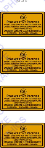 Canadian General Electric 93 - 4 Decals (Item: DCL-CGE-93)